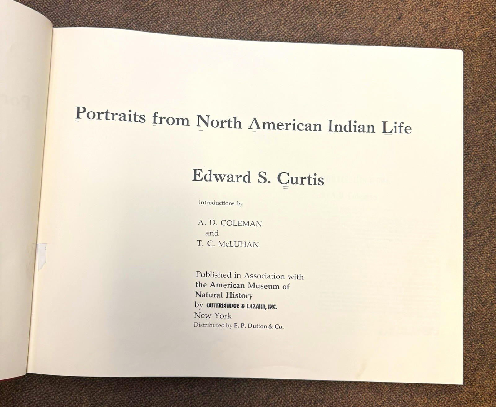 1972 Edward S. Curtis Portraits North American Indian Life 1st Ed Rebound