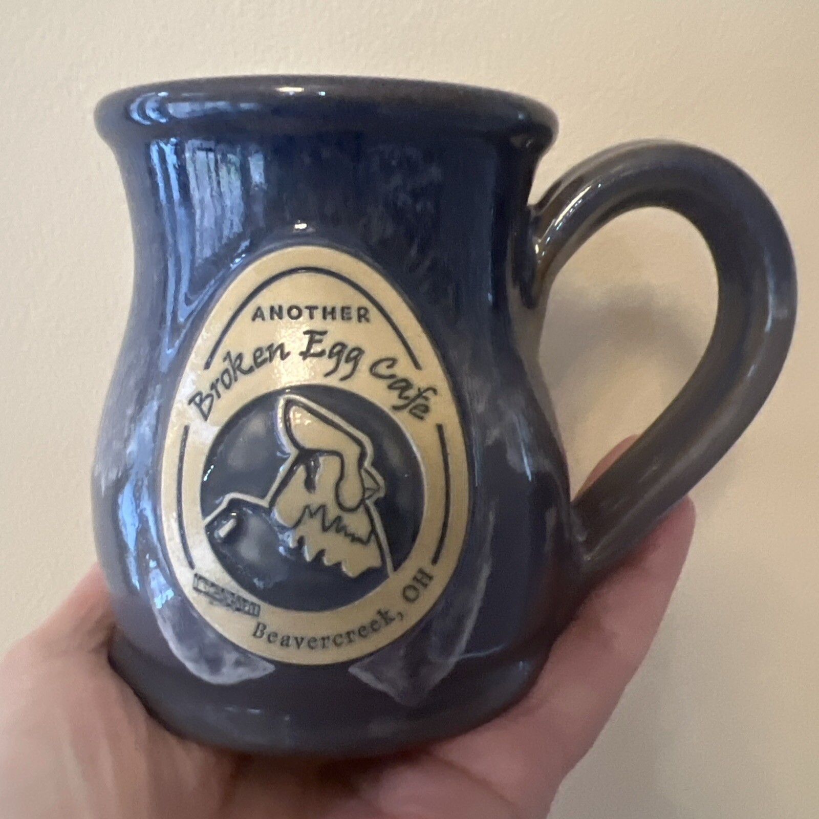 Deneen Pottery ANOTHER BROKEN EGG CAFE Coffee Cup Blue Drip Glaze Stoneware Mug Deneen Pottery ANOTHER BROKEN EGG CAFE Coffee Cup Blue Drip Glaze Stoneware Mug