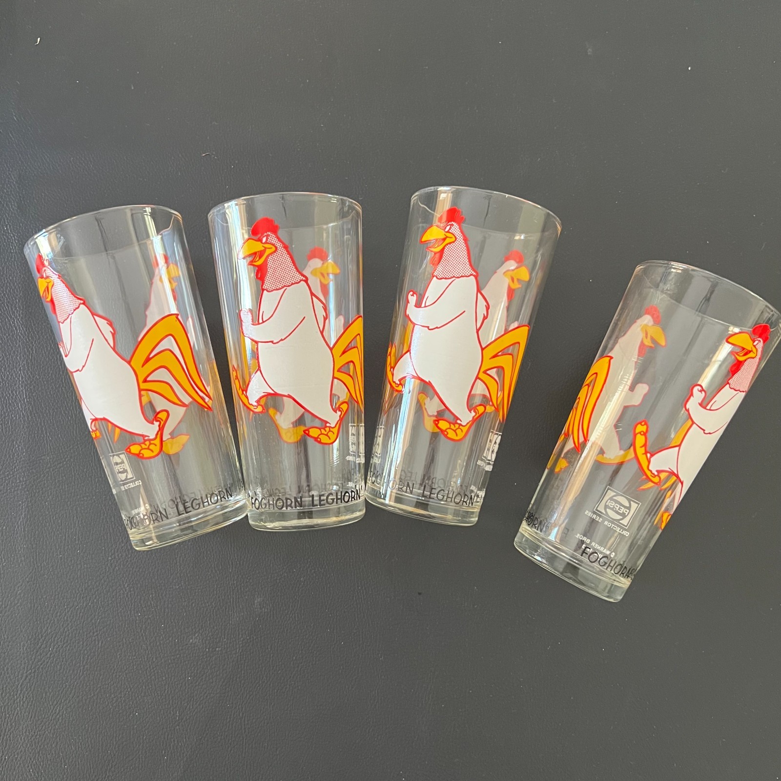 Vintage 1973 Pepsi Collector Series Looney Tunes Foghorn Leghorn Glass Set of 4 Vintage 1973 Pepsi Collector Series Looney Tunes Foghorn Leghorn Glass Set of 4