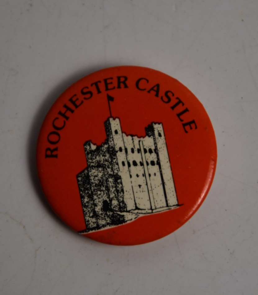 Vintage Rochester Castle Pinback Button UK England King John 1215 Castle Hill