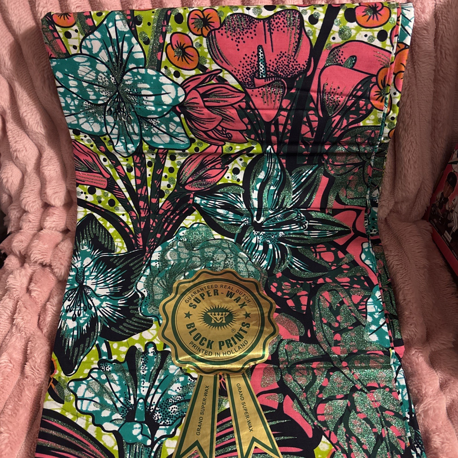 [NEW] Vlisco Premium Quality Cotton Grand Super Wax Fabric 6 YDS Floral Glitter
