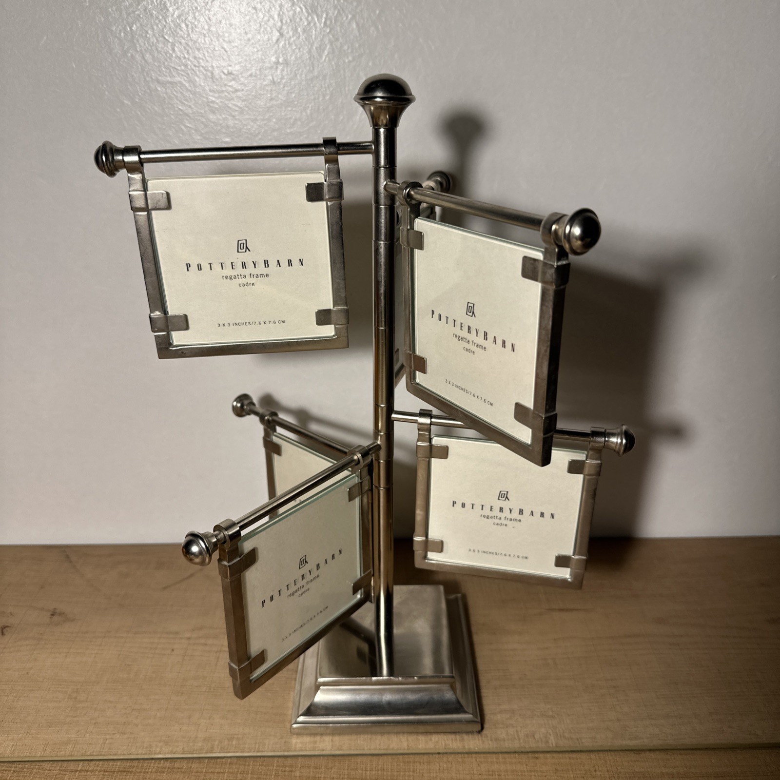 Rare 90’s Pottery Barn Vintage TurnStyle Silver 3x3 Photo Regatta Frame Spinner Rare 90’s Pottery Barn Vintage TurnStyle Silver 3x3 Photo Regatta Frame Spinner