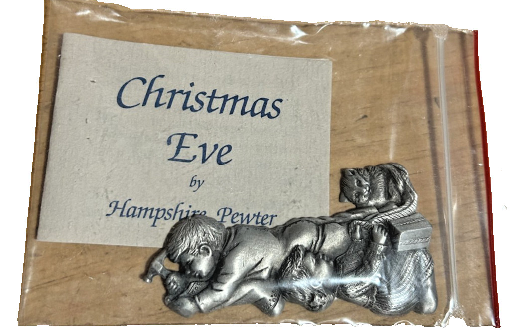 Pair Vintage Hampshire Pewter Ornaments Christmas Eve Holiday & John Stark NH Pair Vintage Hampshire Pewter Ornaments Christmas Eve Holiday & John Stark NH