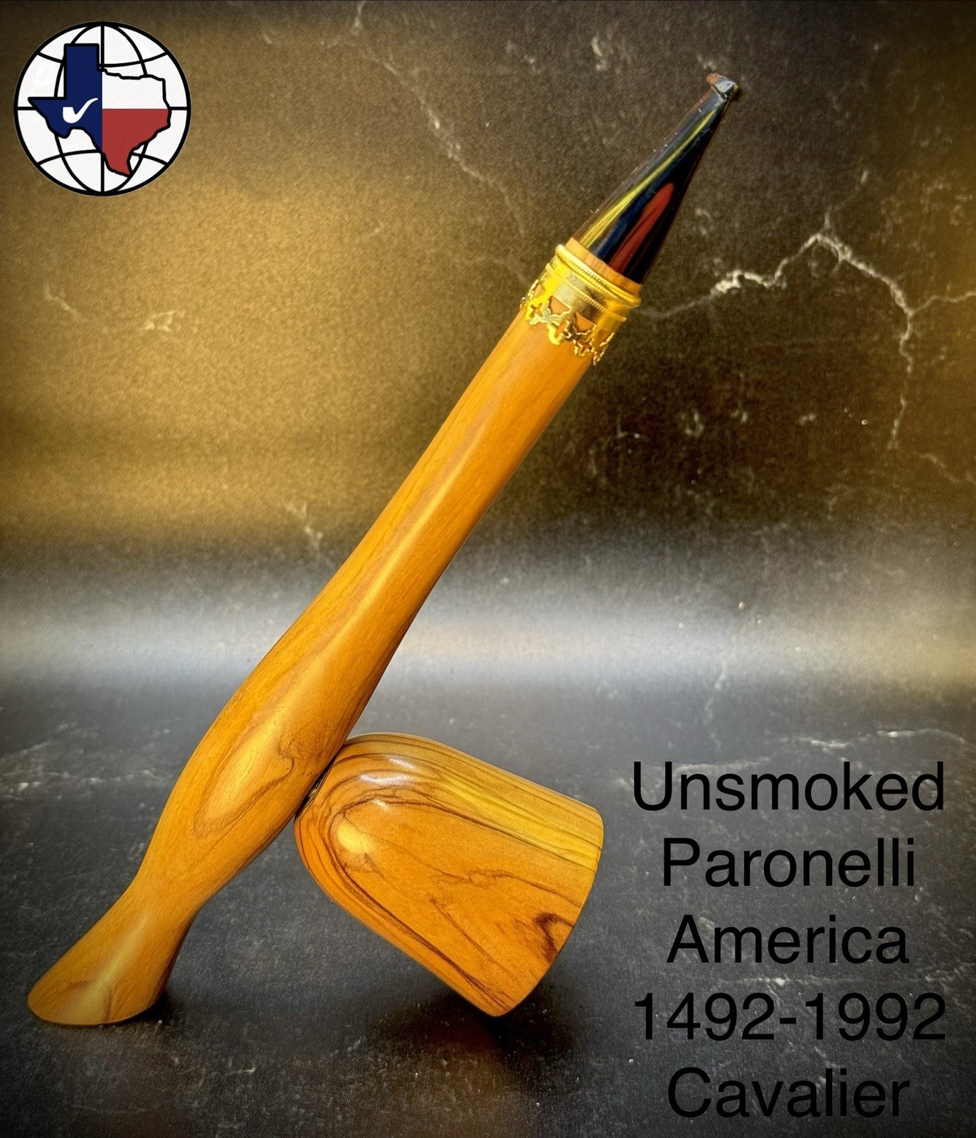 Vintage Unsmoked Paronelli America 1492-1992 Cavalier Tobacco Pipe