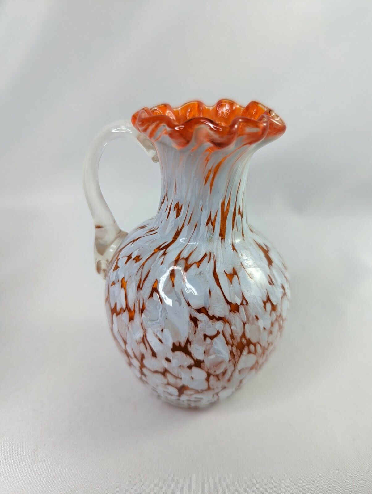 Art Pilgrim Glass Vase Orange White Speckled 4.5 Inch