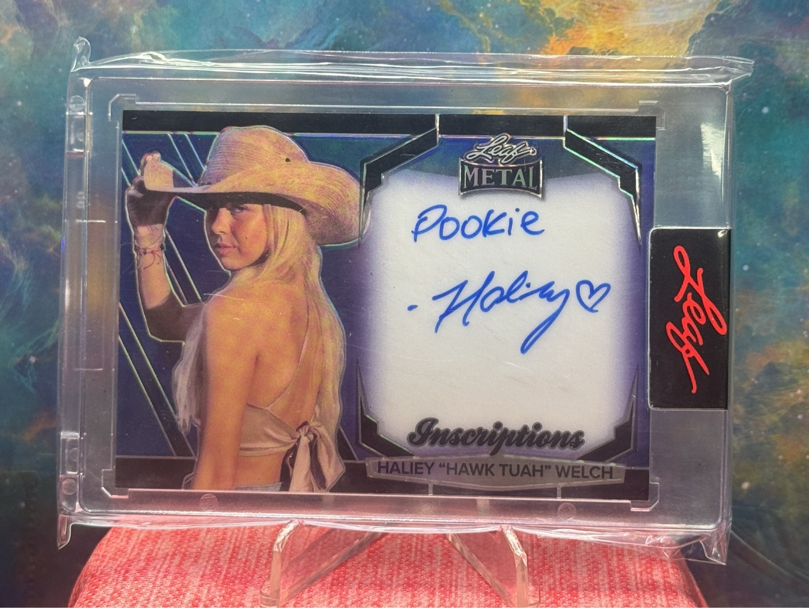 2024 Leaf Metal Haliey Hawk Tuah Welch Auto 33/100 Pookie Inscription MHI-HW1 2024 Leaf Metal Haliey Hawk Tuah Welch Auto 33/100 Pookie Inscription MHI-HW1