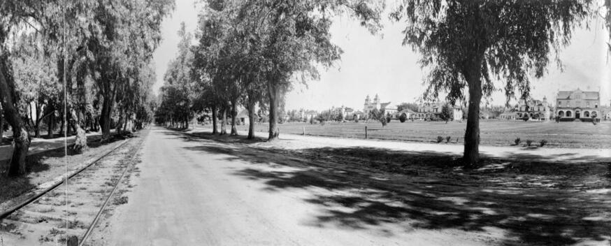 Railroad tracks running parallel to Magnolia Avenue in Riverside 1 - Old Photo