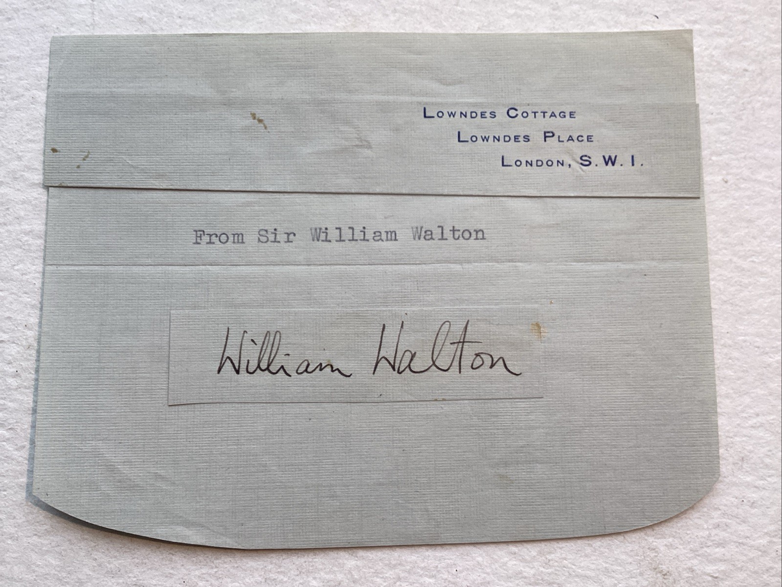 (Sir) William Walton (1903-1983) Composer Bold Autographed His Own Stationary (Sir) William Walton (1903-1983) Composer Bold Autographed His Own Stationary