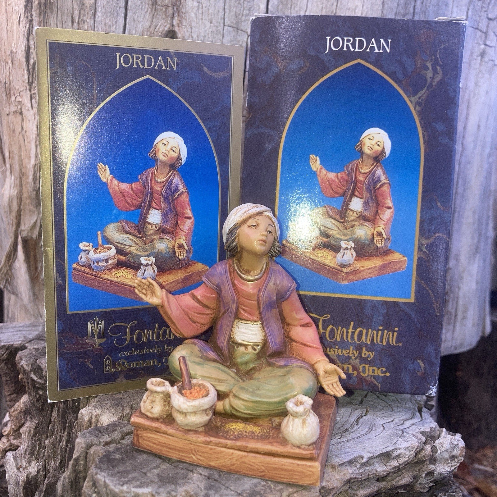 Nativity Fontanini Jordan, 2001 #241 Spice Merchant with Box & Card  Ships Free