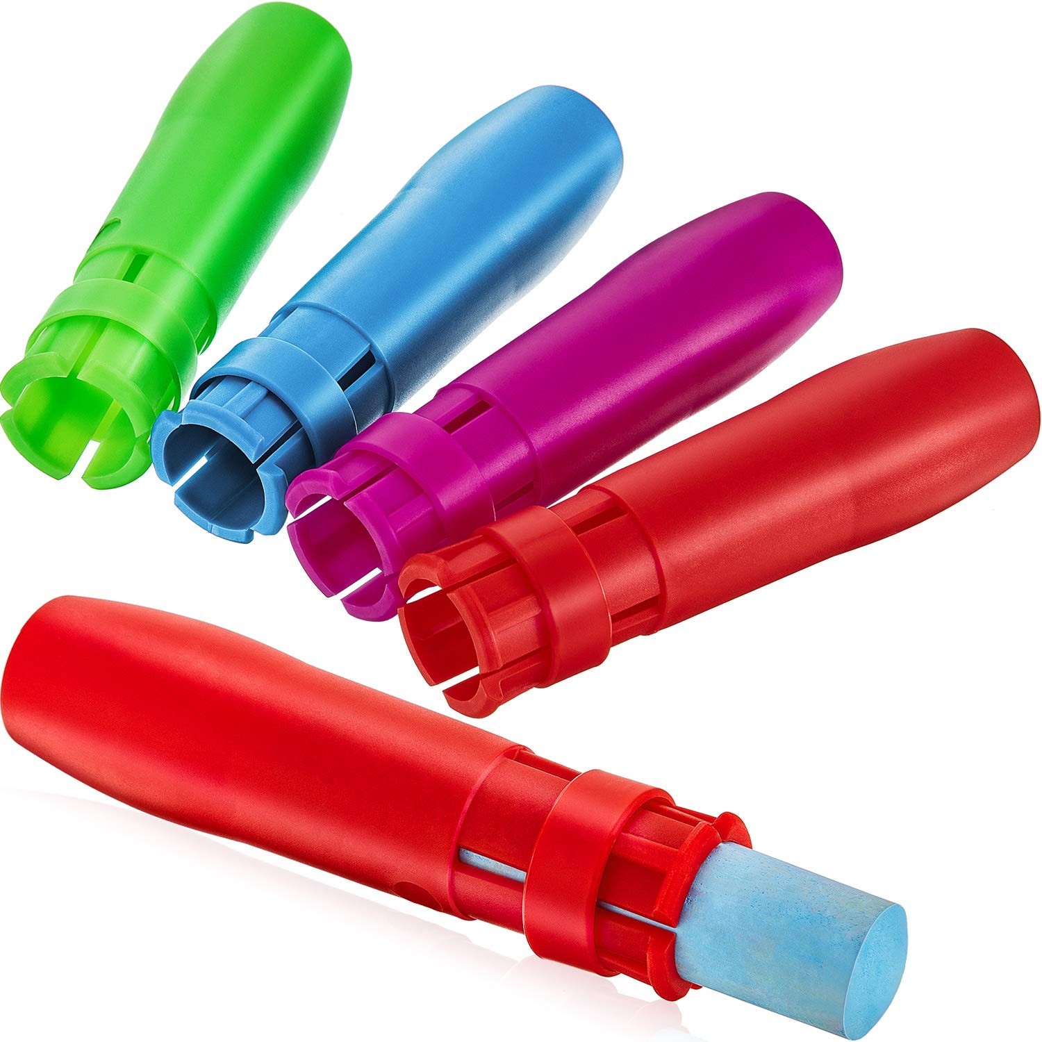 Outus 5 Pieces Sidewalk Chalk Holders 1 Count (Pack of 5), Bright Colors
