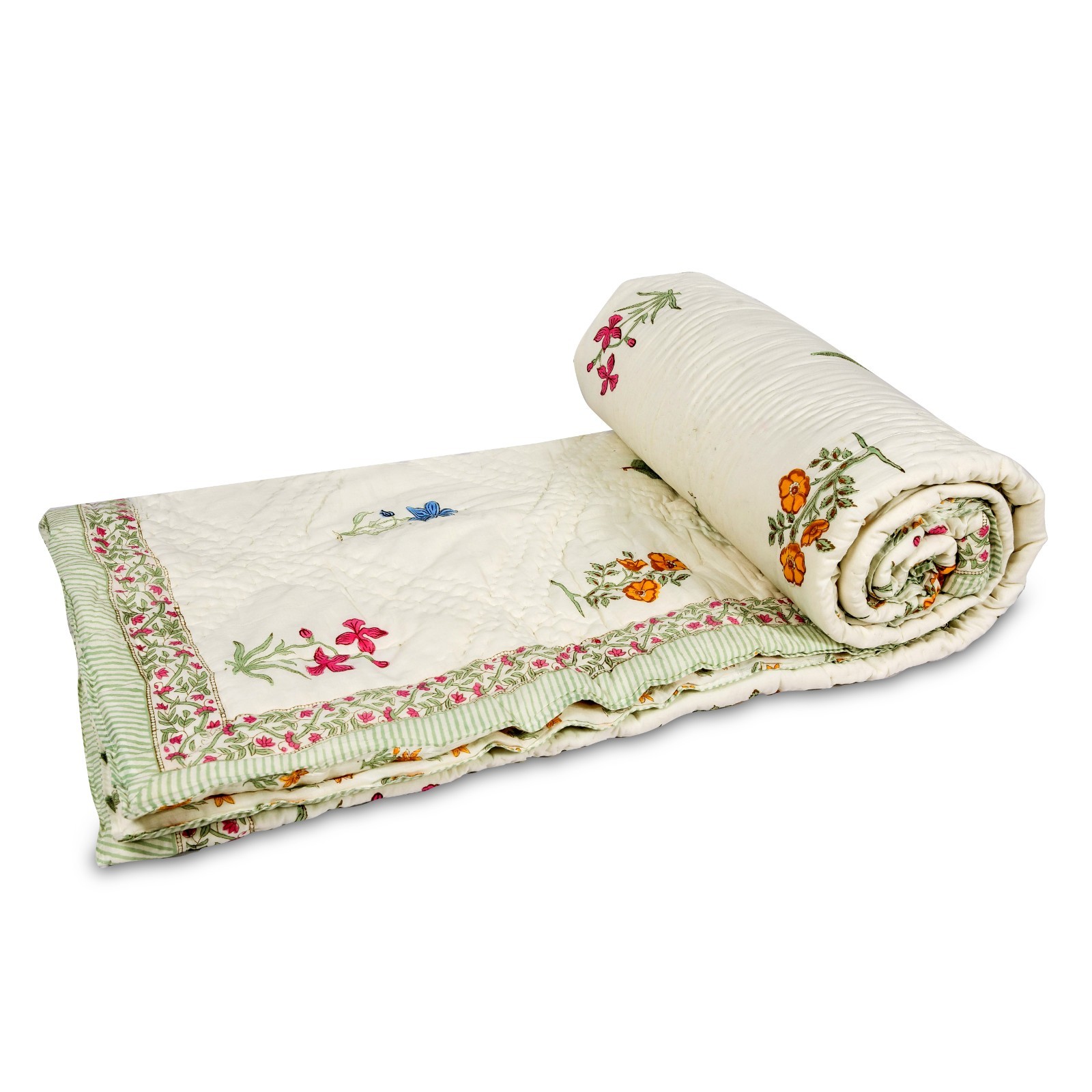 Handblock Print Jaipuri Razai Traditional Handmade Floral Cotton Quilt Bedspread Handblock Print Jaipuri Razai Traditional Handmade Floral Cotton Quilt Bedspread
