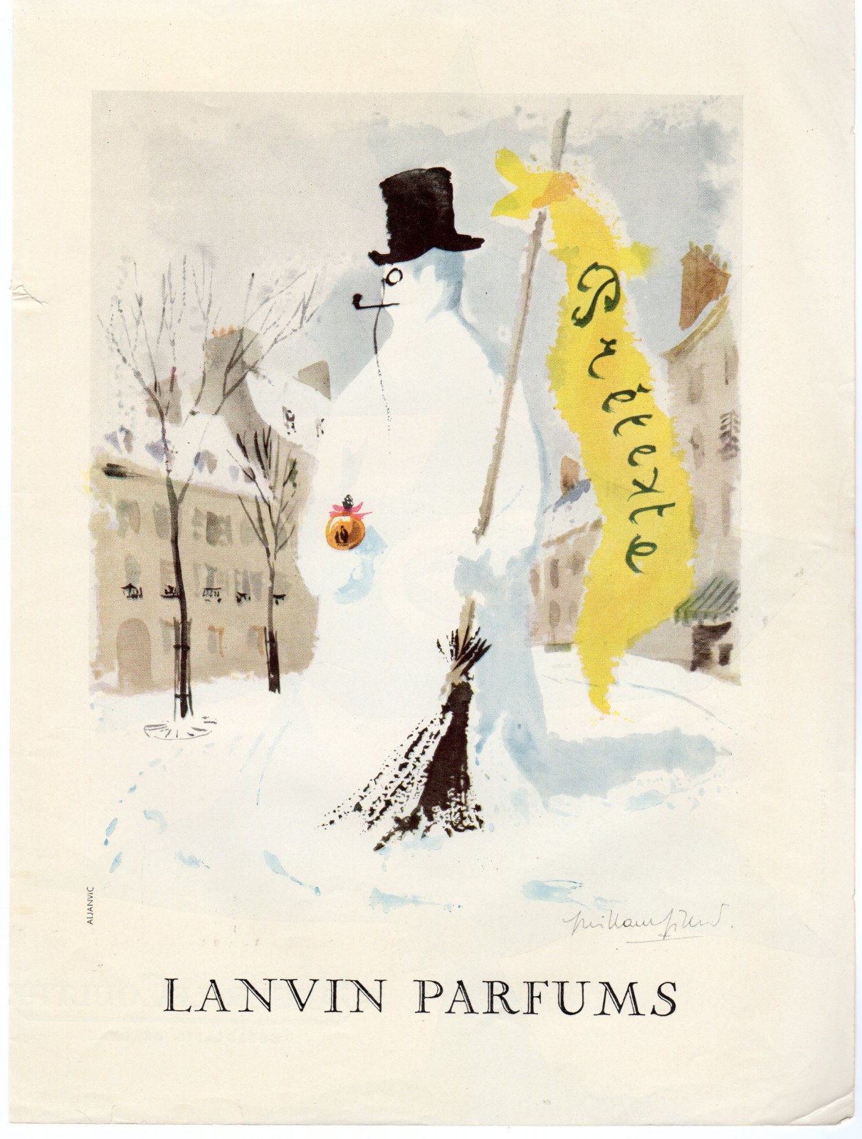 1956 Lanvin Parfums Prétexte Guillaume Gillet French Fashion Fragrance Ad