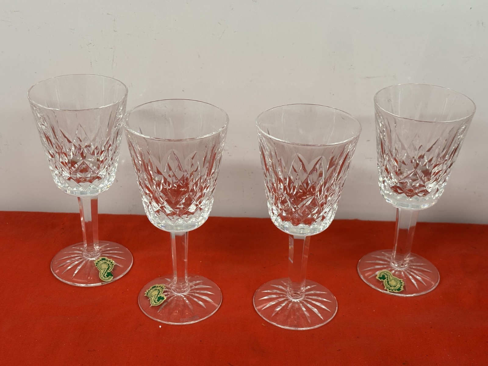WATERFORD CRYSTAL  --  LISMORE  --  WHITE  WINE GLASSES   (4)
