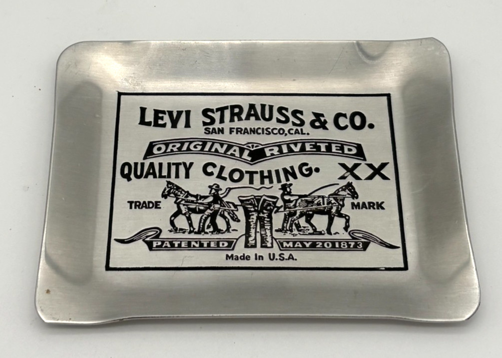 Vintage Levi Strauss Aluminum Ashtray Tray Dish 1970s Promotional 4.75 x 3.5\