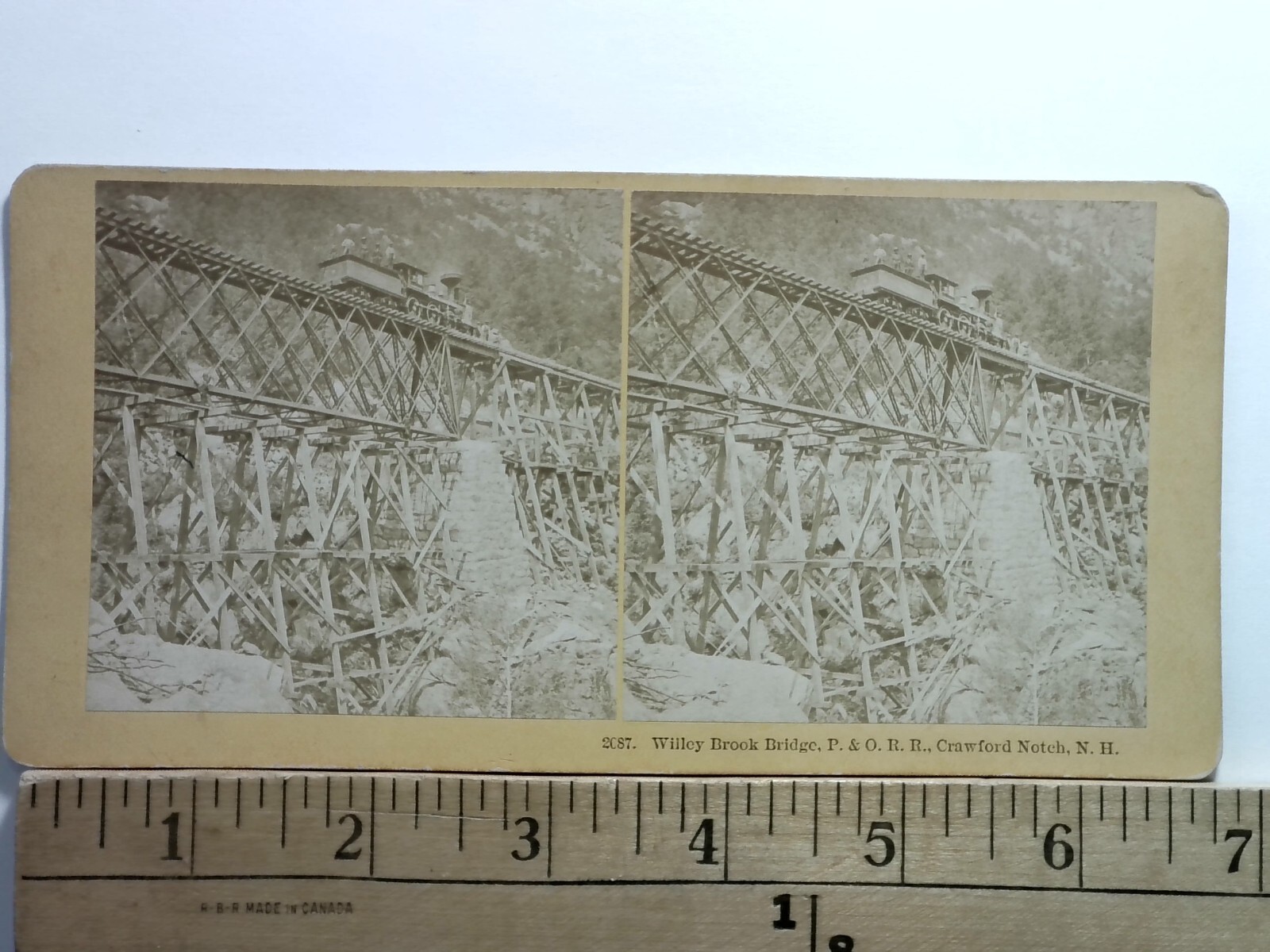 Willey Brook Bridge Stereoview Kilburn Brothers Crawford Notch NH Railroad Willey Brook Bridge Stereoview Kilburn Brothers Crawford Notch NH Railroad