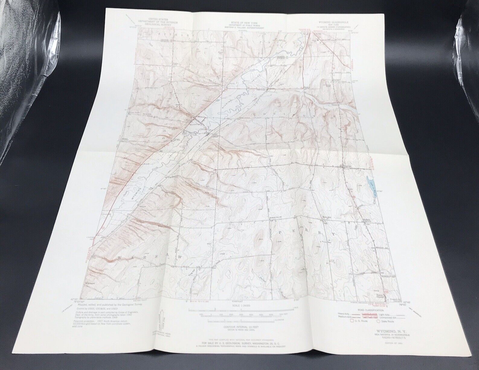 1951 Wyoming NY Quadrangle Geological Survey Topographical Map 22