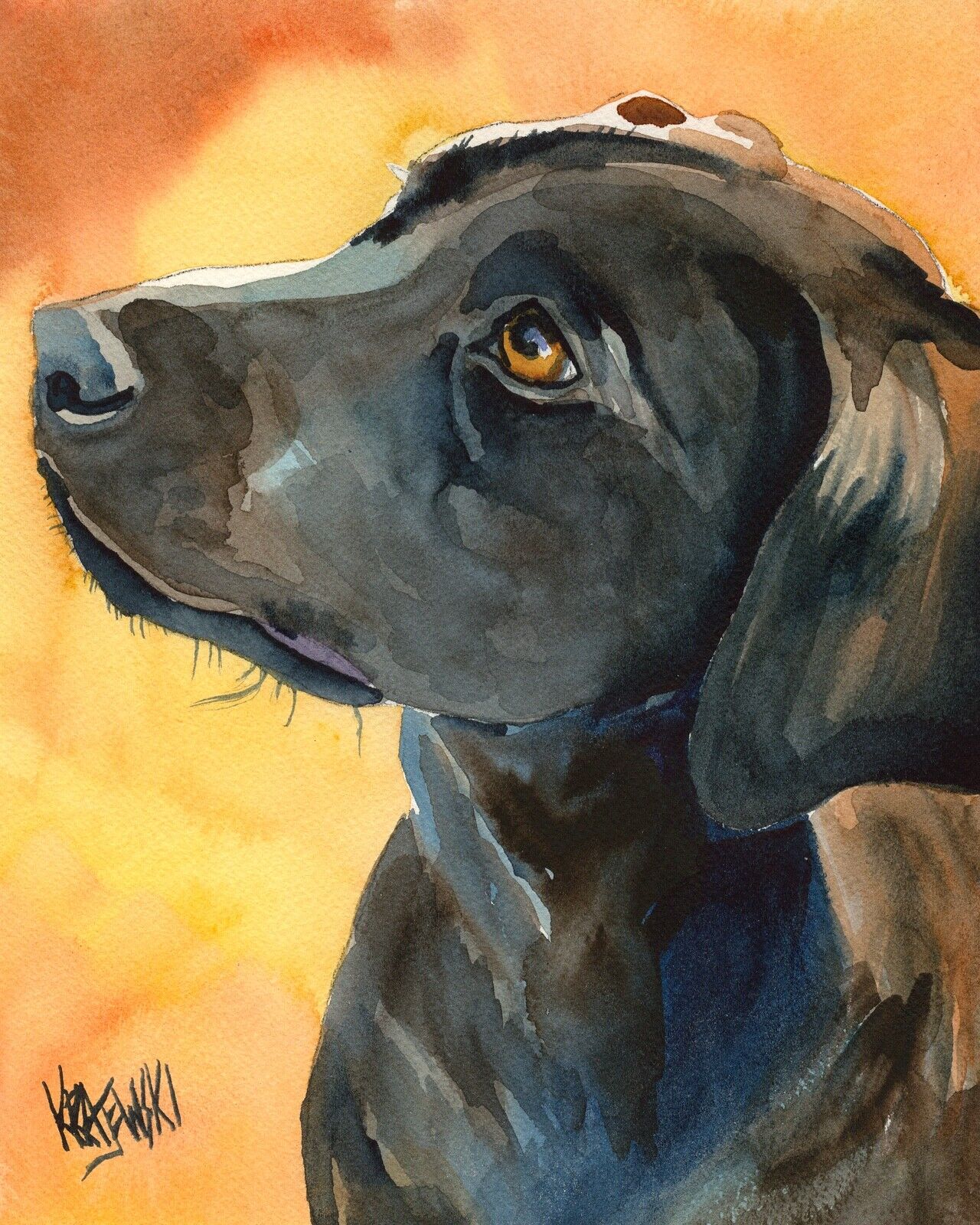 Labrador Retriever Art Print from Painting | Black Lab Gifts, Picture 8x10