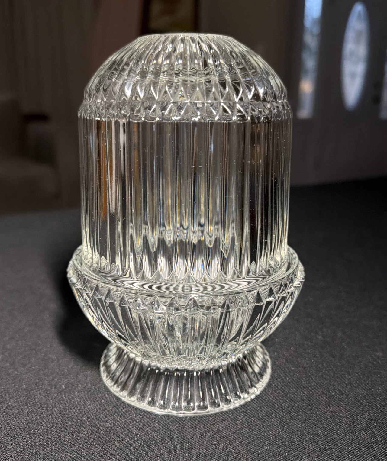 Vtg. Homco Two-Piece Clear Ribbed Glass Fairy Lamp 6.25” Cottage Core