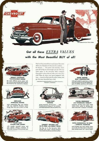 1949 CHEVROLET CHEVY FLEETLINE DELUXE Car Vnt-Look DECORATIVE REPLICA METAL SIGN 1949 CHEVROLET CHEVY FLEETLINE DELUXE Car Vnt-Look DECORATIVE REPLICA METAL SIGN