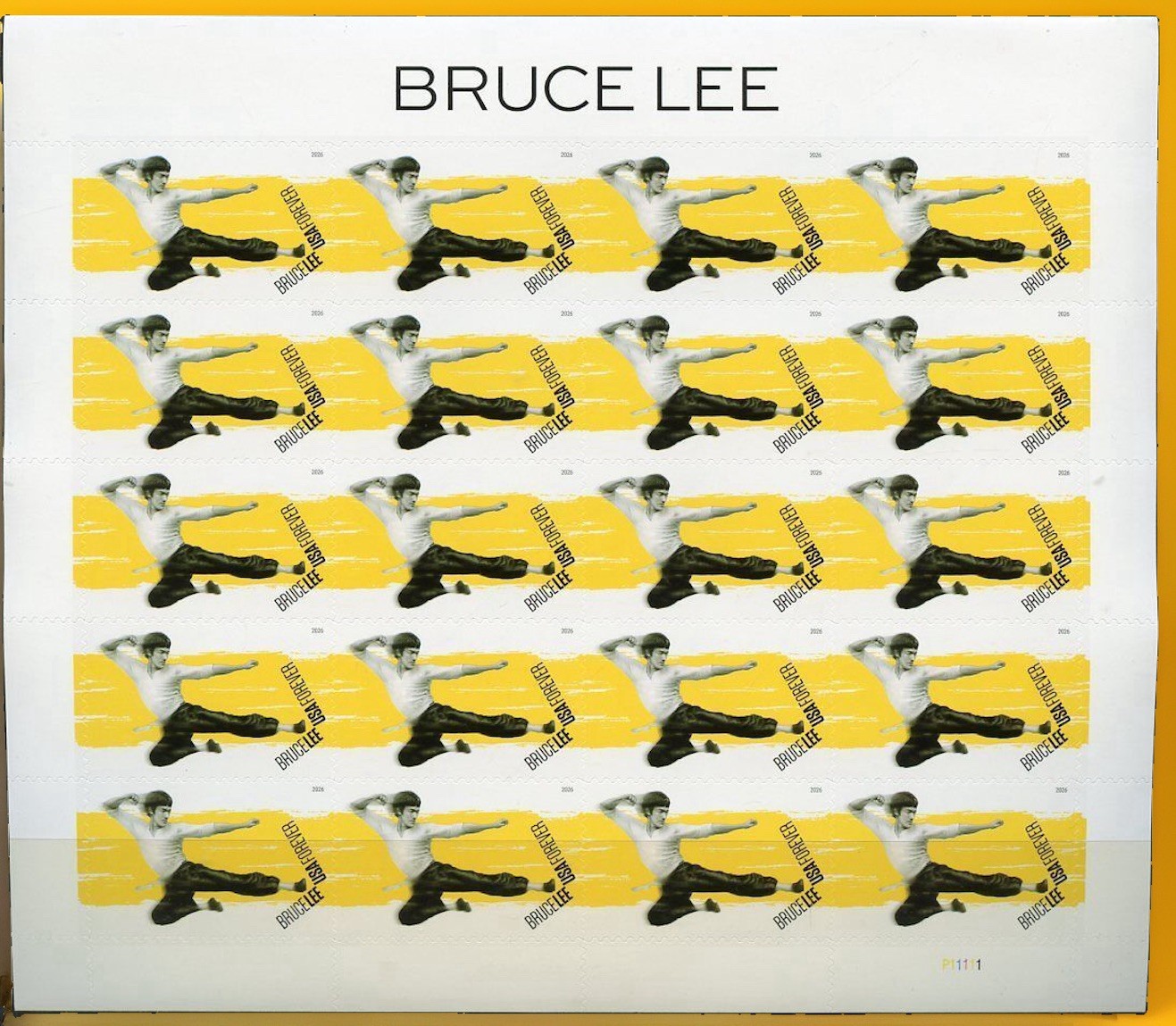 2026 USPS SHEET OF 20 FIRST CLASS LETTER STAMPS BRUCE LEE 82¢
