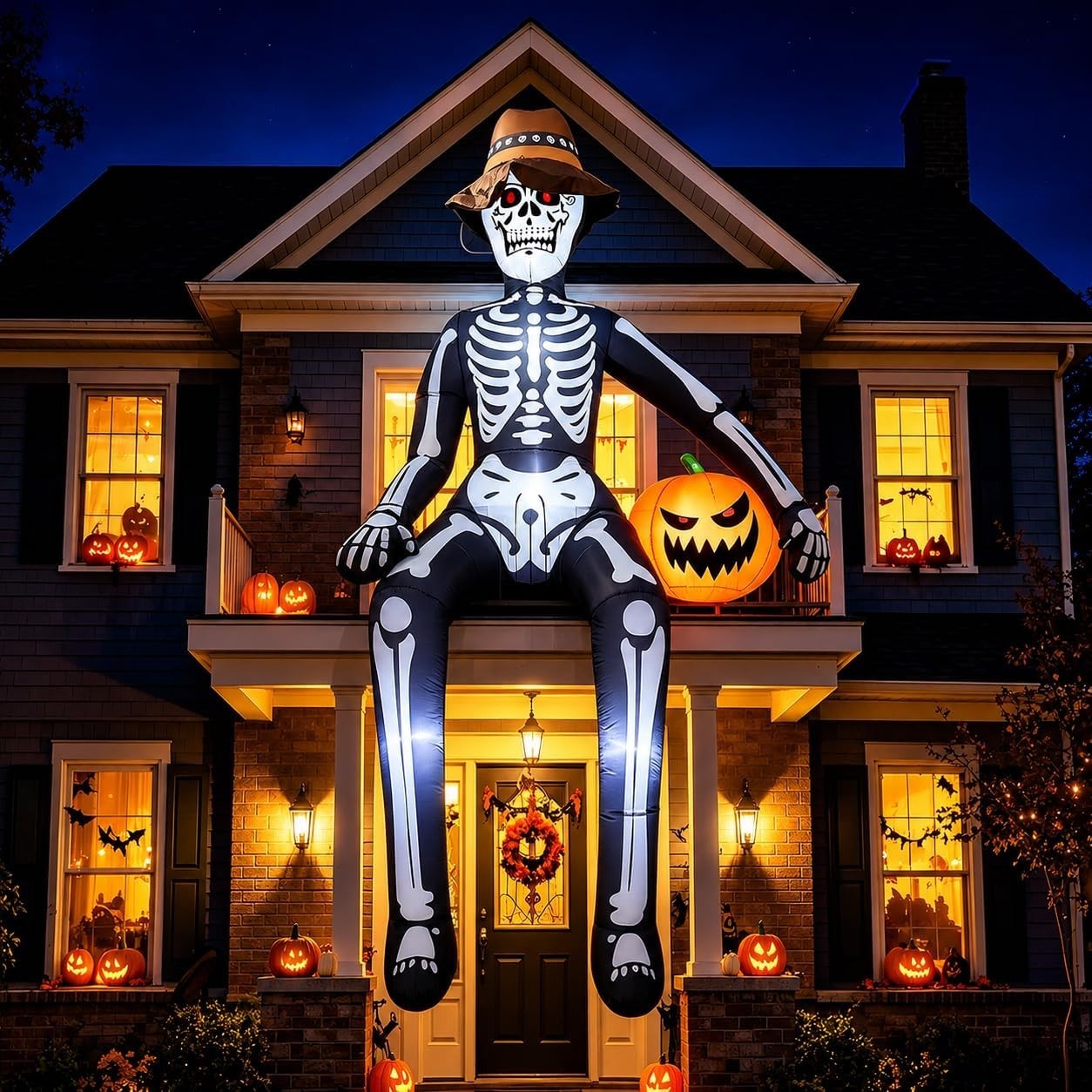 10FT Scary Giant Sitting Skeleton Halloween Inflatables Outdoor Decorations | Bu 10FT Scary Giant Sitting Skeleton Halloween Inflatables Outdoor Decorations | Bu