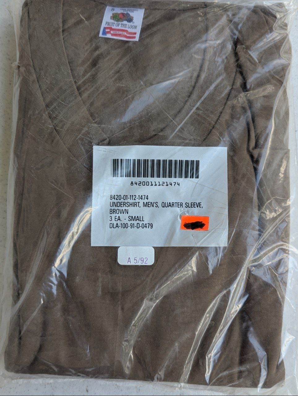 Sealed US Military 1992 Desert Brown T-Shirt 3 Pack Small NOS Fruit Loom - MT56
