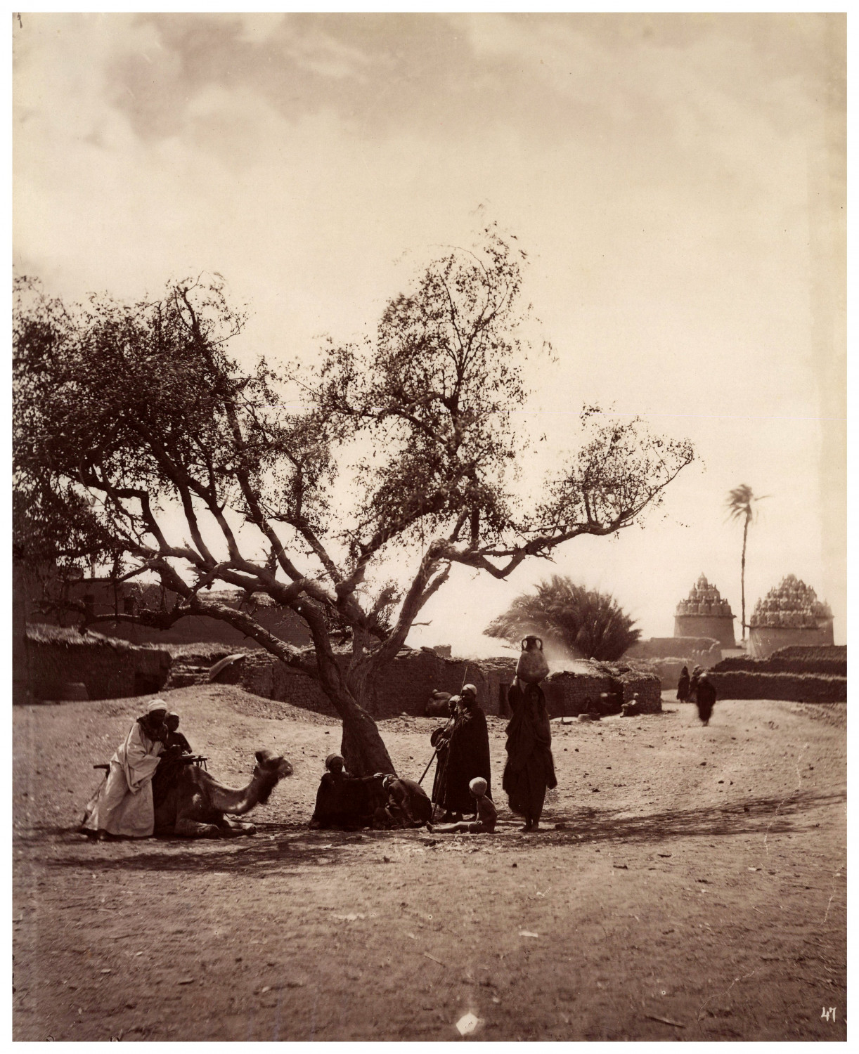 Béchard Palestine, Group in front of a Village Entrance vintage albumen print Béchard Palestine, Group in front of a Village Entrance vintage albumen print