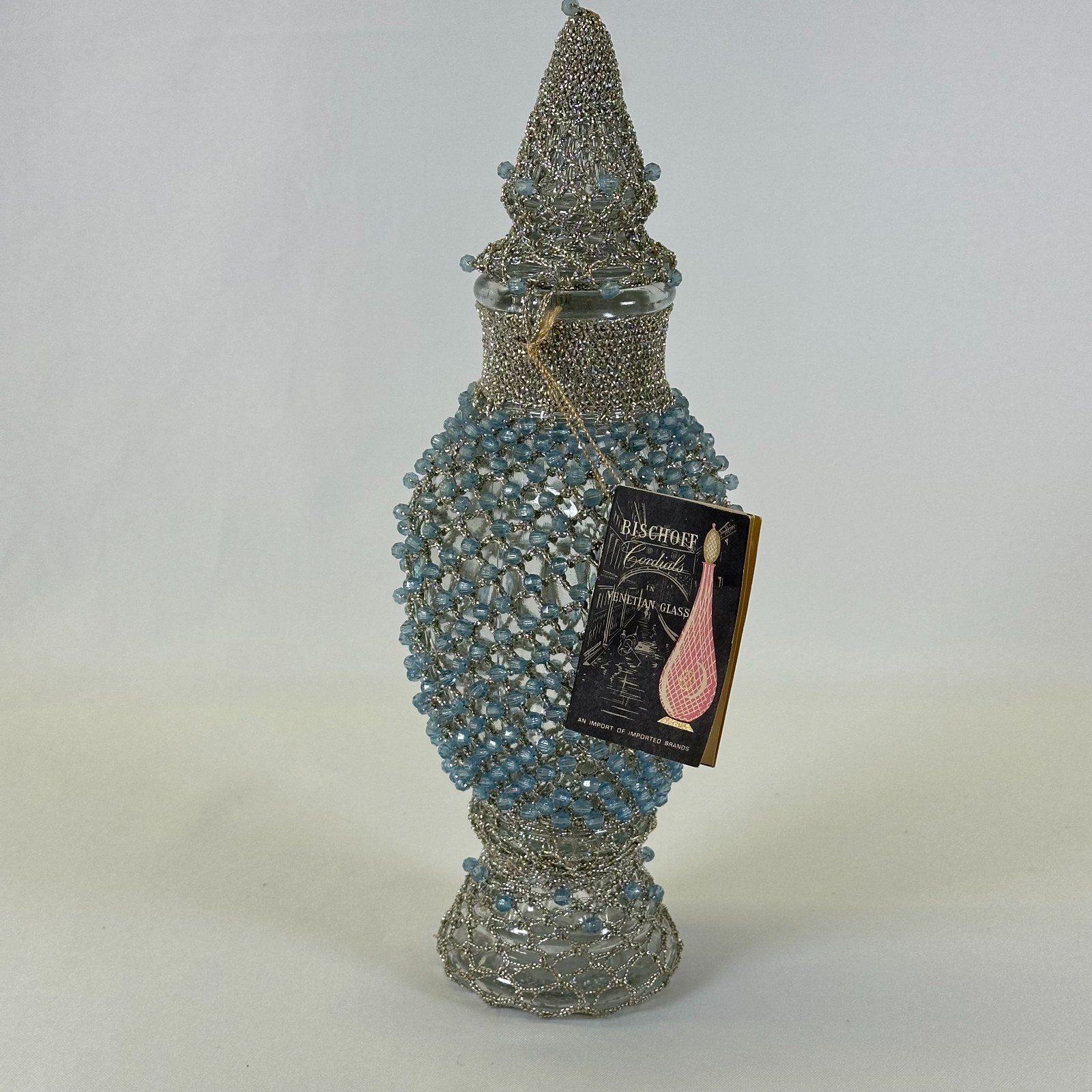 Vintage Bischoff Cardinals Venetian Glass Beaded Bottle 12