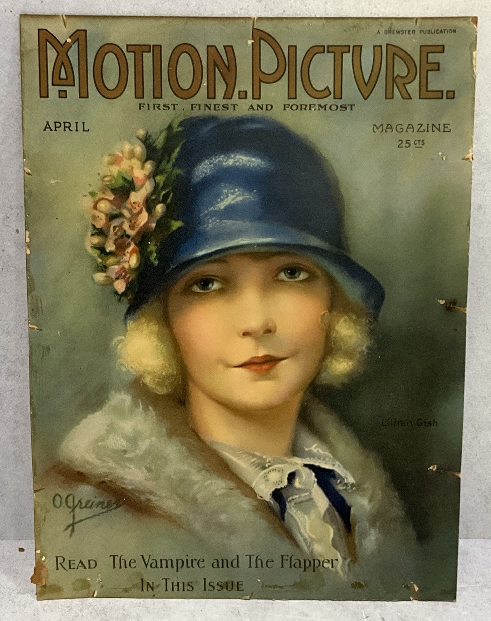 1923 Motion Picture Magazine Mounted Cover Lillian Gish Art Deco Flapper 1923 Motion Picture Magazine Mounted Cover Lillian Gish Art Deco Flapper