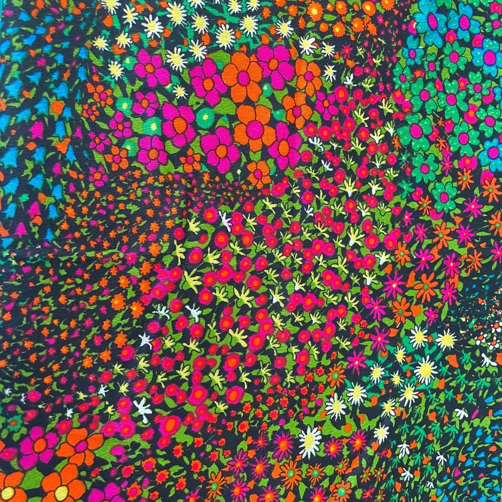 Vtg THC Hawaiian Textiles Floral Glow Acrylic Fabric 1.5yds x 44\