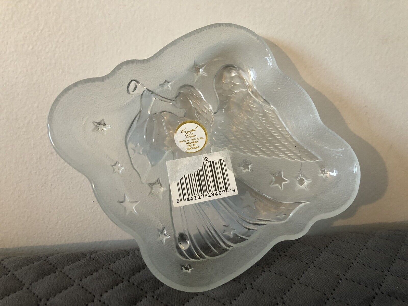 Candy Dish Crystal Clear Angel Frosted Stars Music Home Decor Tray 6A