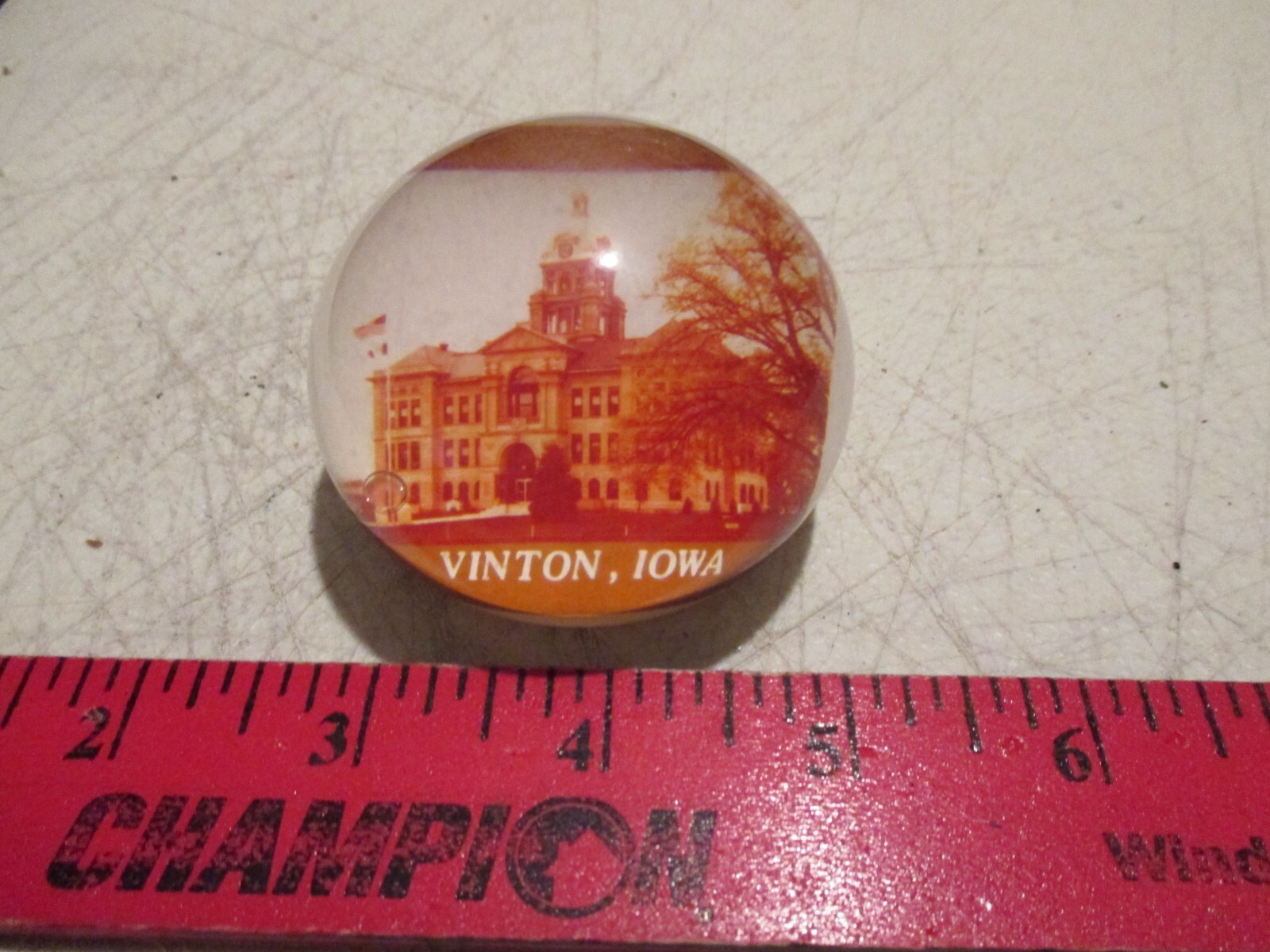 Vintage Vinton Iowa Paperweight Travel Souvenir 
