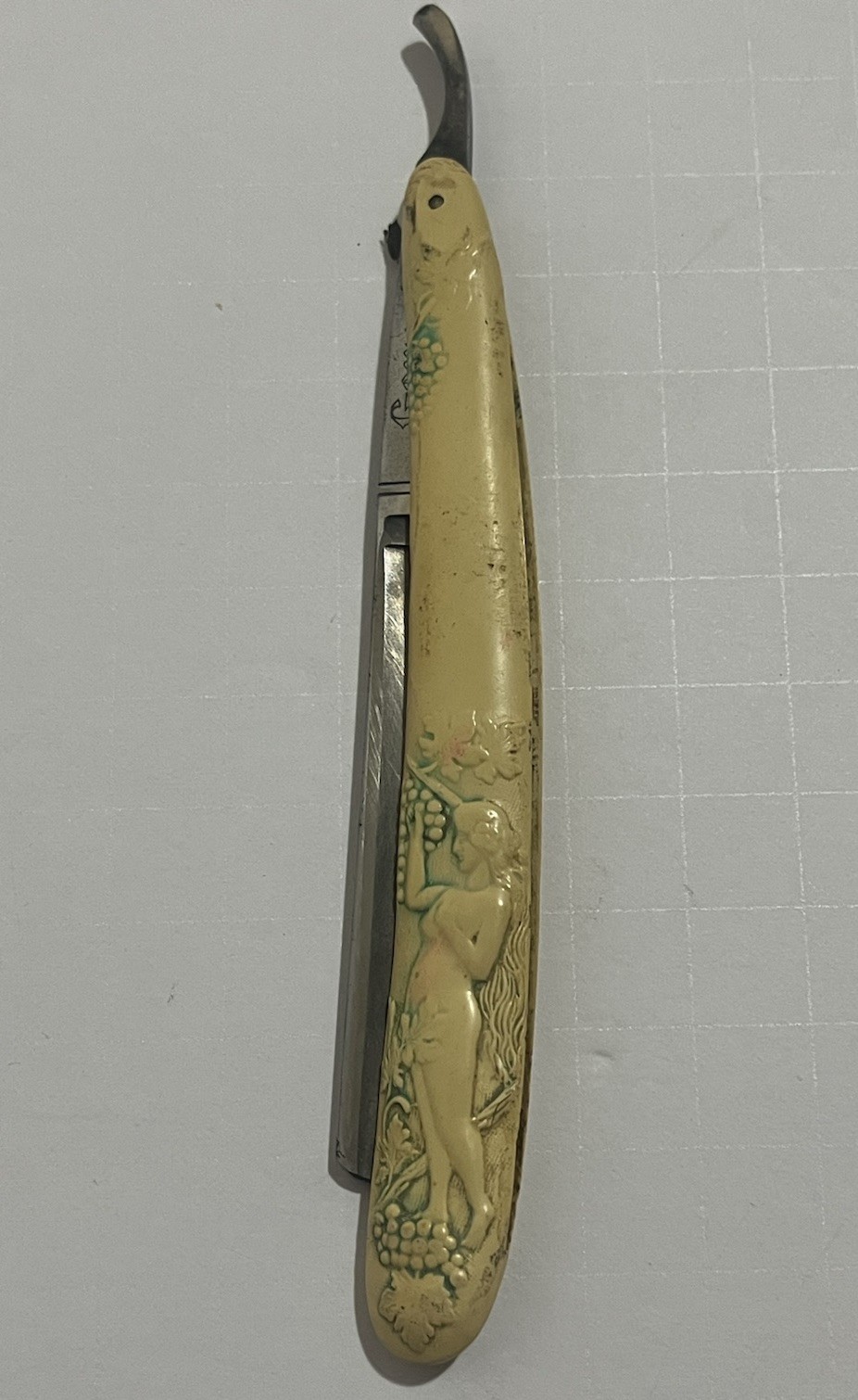 Vtg Genco Grant Straight Razor Art Nouveau Nude Woman And Grapes NY USA READ