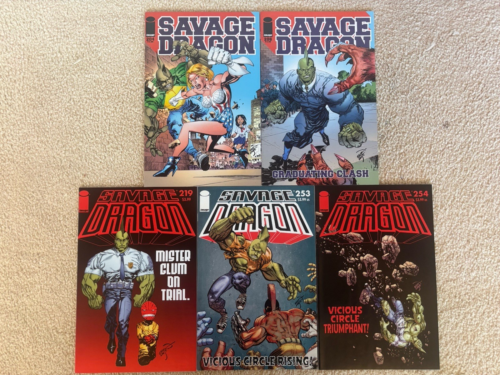 Lot Of 10 All Different Savage Dragon Low Print Run Comic Books VF To NM Image Lot Of 10 All Different Savage Dragon Low Print Run Comic Books VF To NM Image
