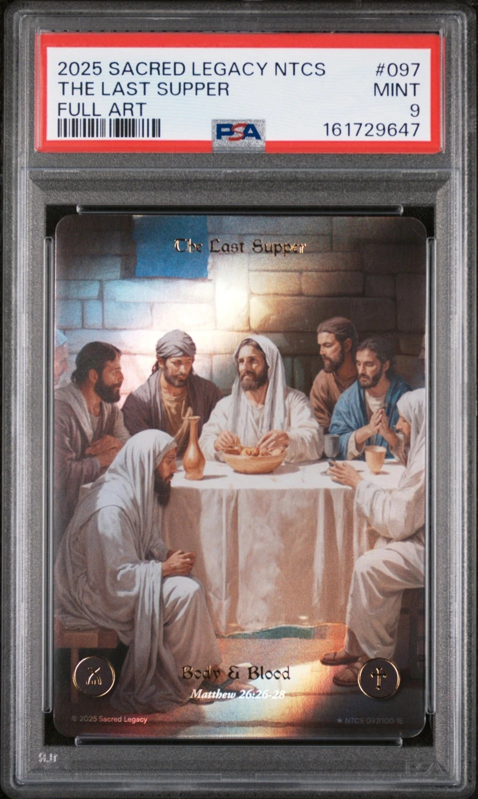 2025 SACRED LEGACY NEW TESTAMENT CORE SET FULL ART #097 THE LAST SUPPER PSA 9 2025 SACRED LEGACY NEW TESTAMENT CORE SET FULL ART #097 THE LAST SUPPER PSA 9