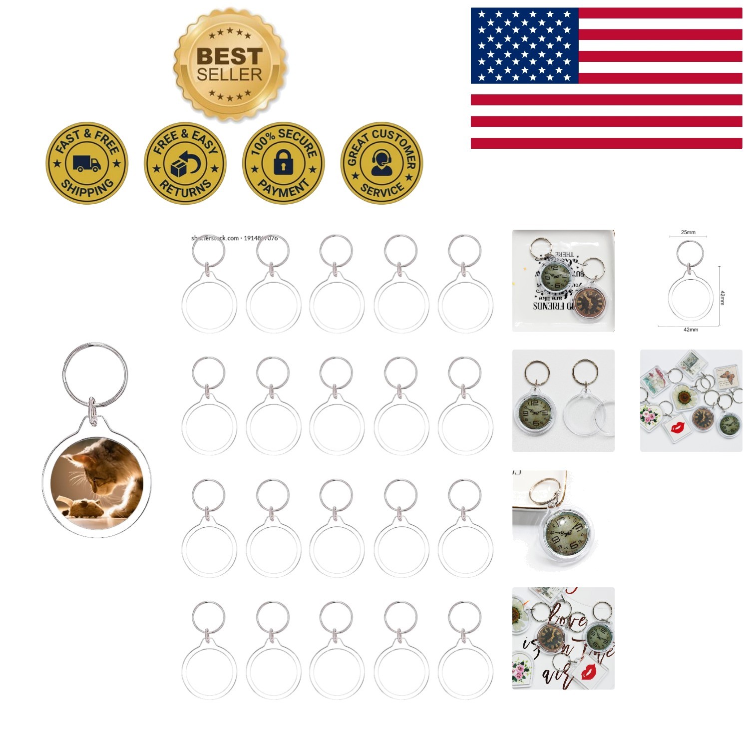 Versatile 20pc Acrylic Picture Keychain Blanks - Ideal for Memories and Gifts Versatile 20pc Acrylic Picture Keychain Blanks - Ideal for Memories and Gifts