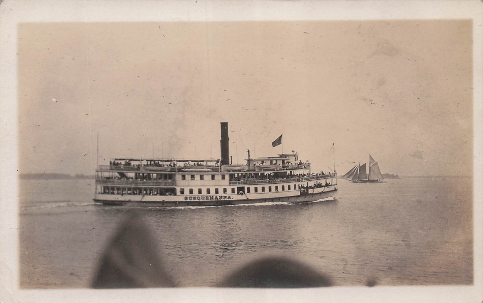 Steamer Susquehanna Passenger Ship Sailboats Photo RPPC Postcard 28A