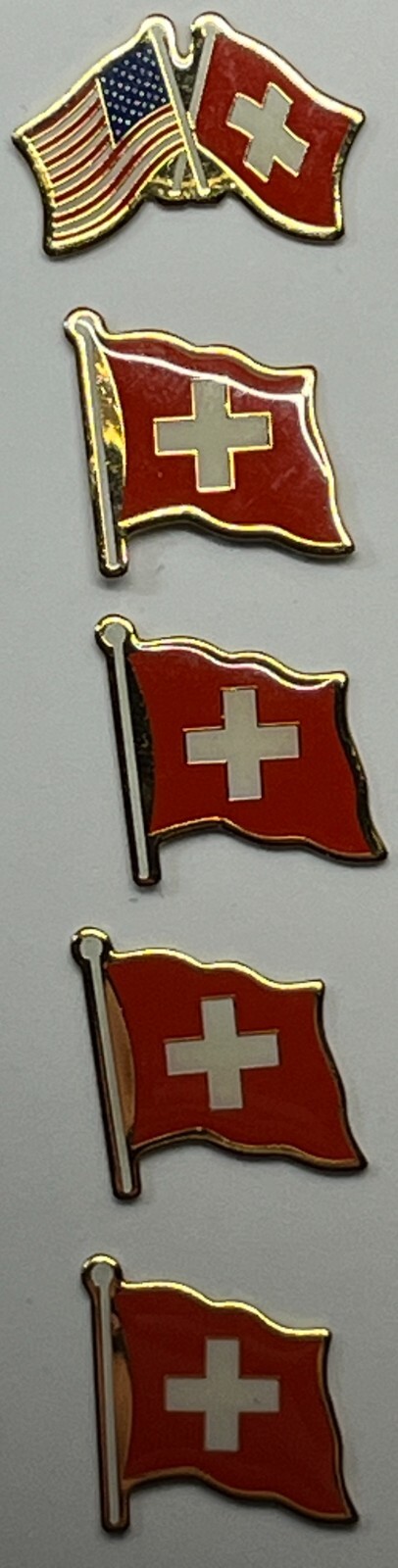 Swiss Flag and US/Swiss Flag 5 Lapel Pin Set Swiss Flag and US/Swiss Flag 5 Lapel Pin Set