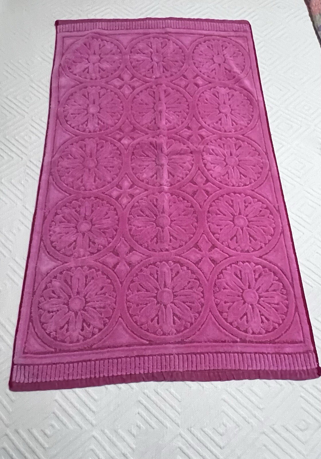 Vintage Pink Towel Milliken State Pride Bath Towel Cotton Made In USA Floral MCM