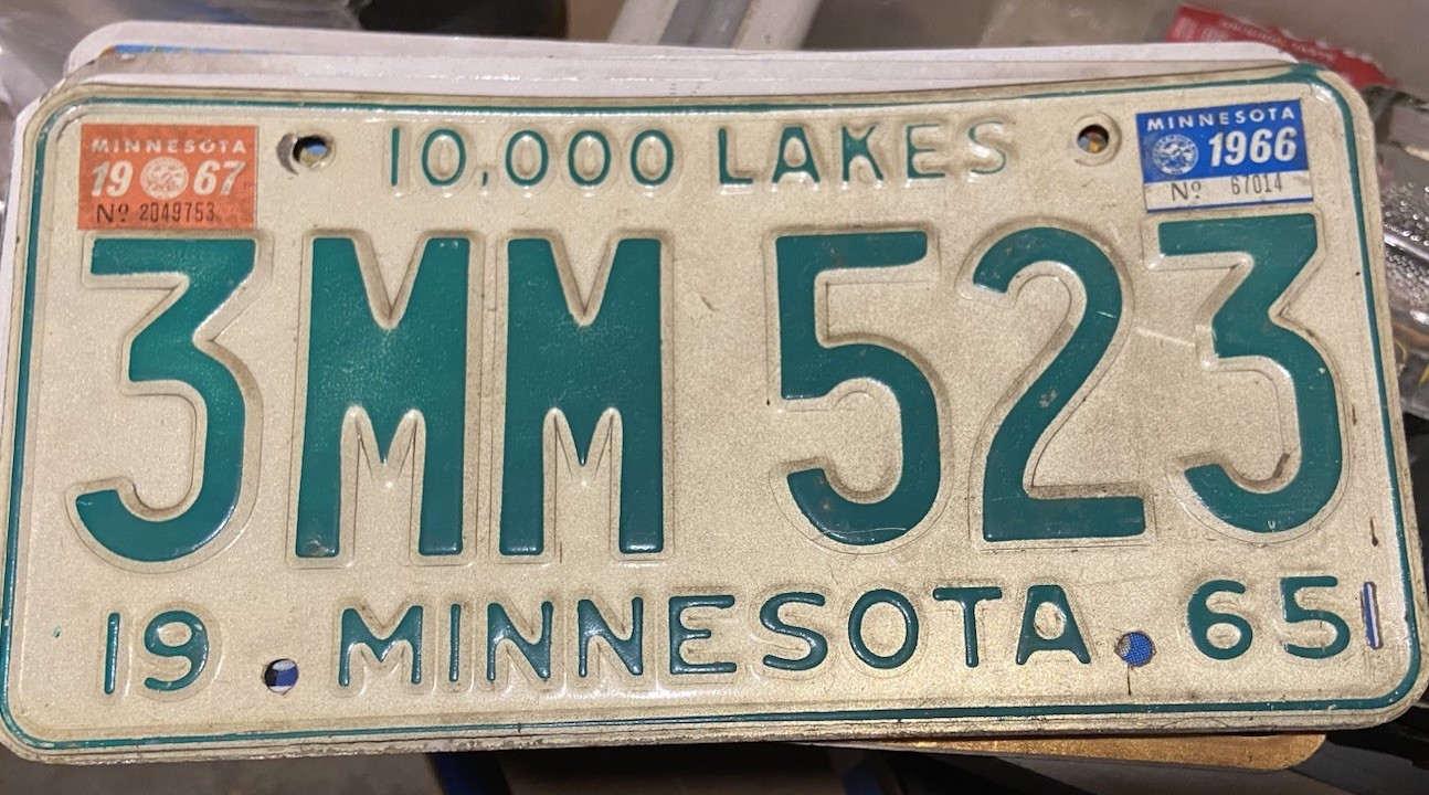 Vintage 1965 Minnesota License Plate Expired Wirh Tags