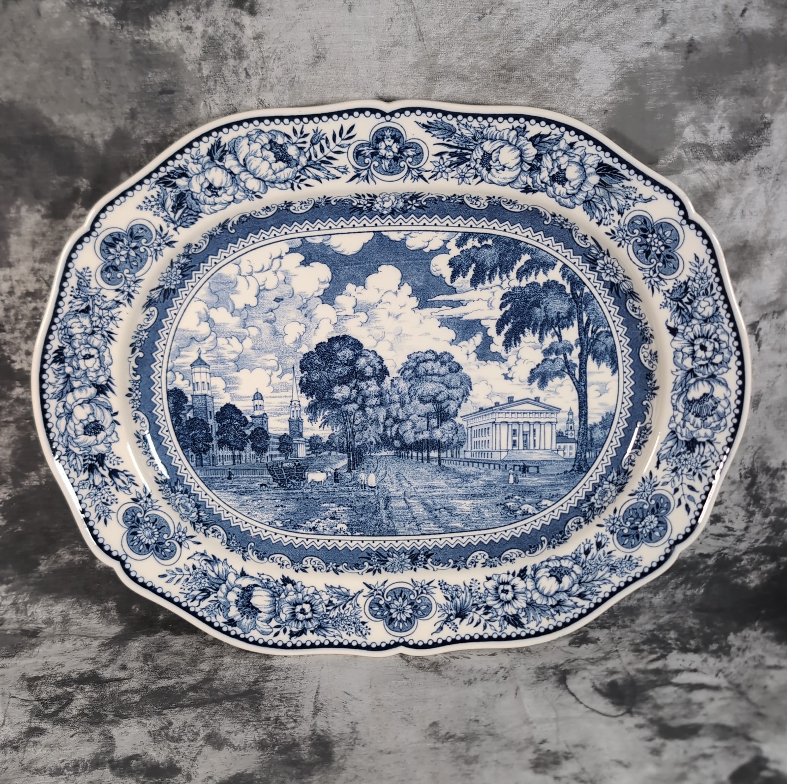 Vintage 1949 Wedgwood Yale University Blue 20 x 16 Large Serving Platter England