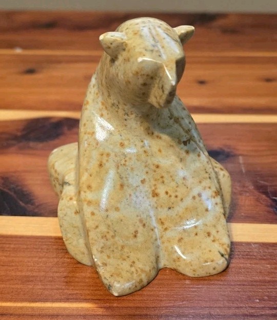 Eric Tetpon III Signed Alaska Native Inupiaq Soapstone Bear Carving 4.25\