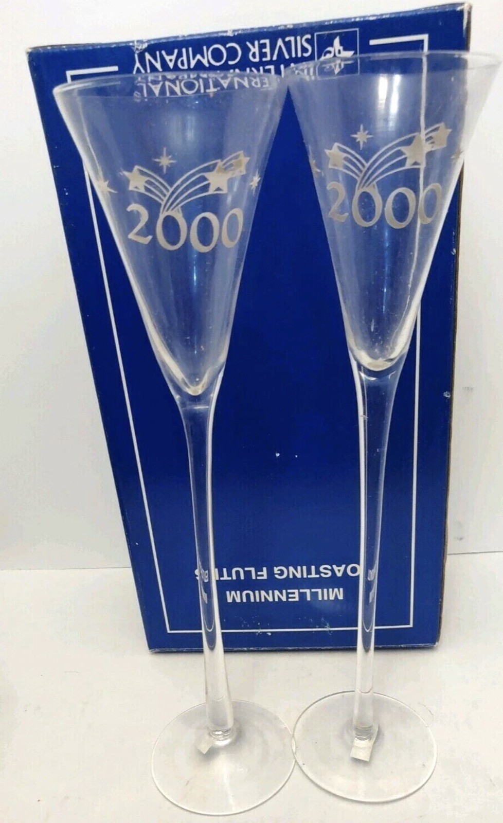 1999 INTERNATIONAL SILVER COMPANY MILLENIUM CHAMPAGNE TOASTING FLUTES 12 1999 INTERNATIONAL SILVER COMPANY MILLENIUM CHAMPAGNE TOASTING FLUTES 12