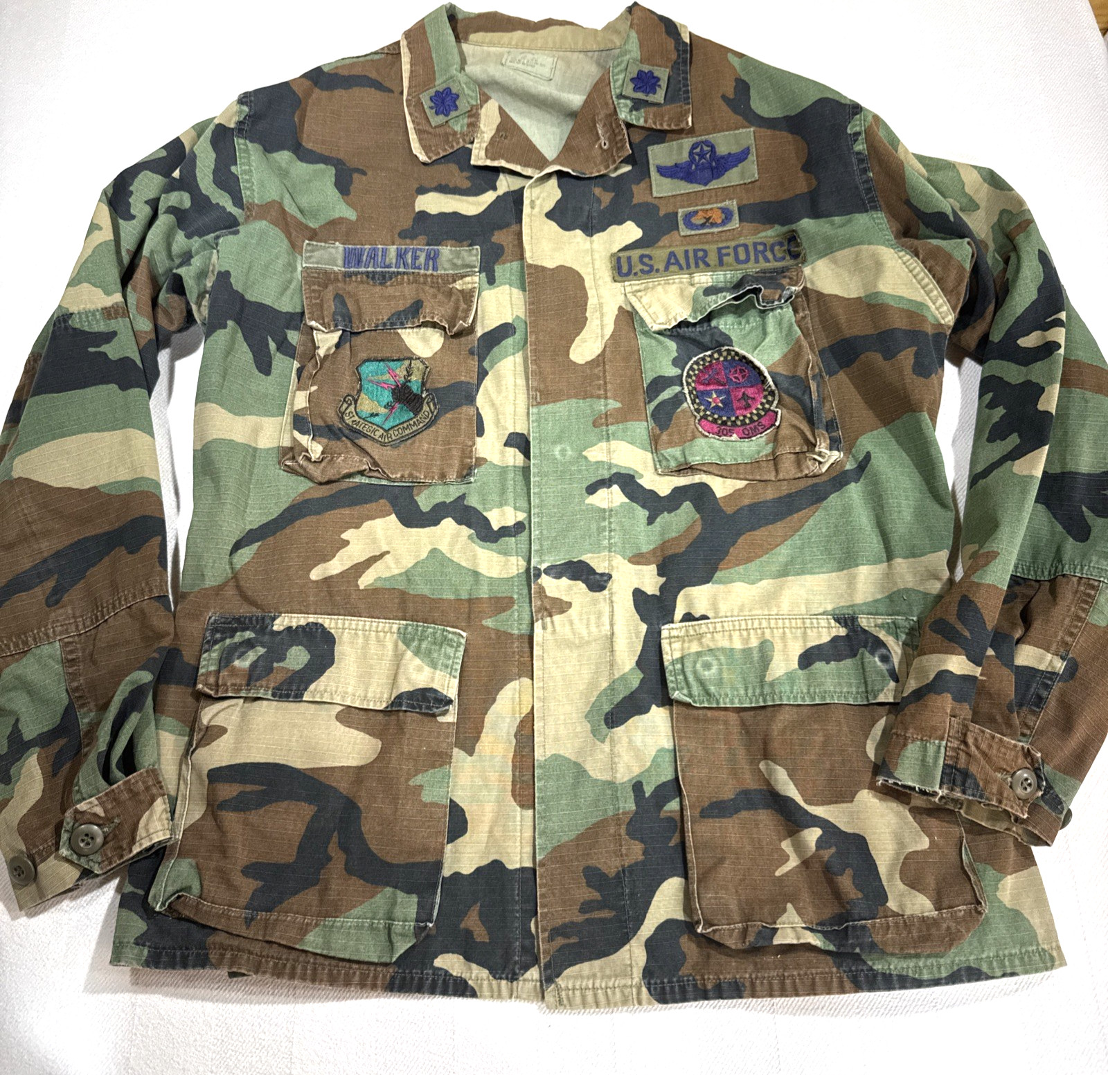 Vintage USAF BDU Jacket Medium Long Woodland Camo Patched Air Force Military