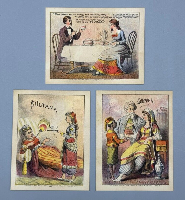 1882 SULTANA COFFEE Victorian Advertising TRADE CARD Great Atlantic Pacific Tea