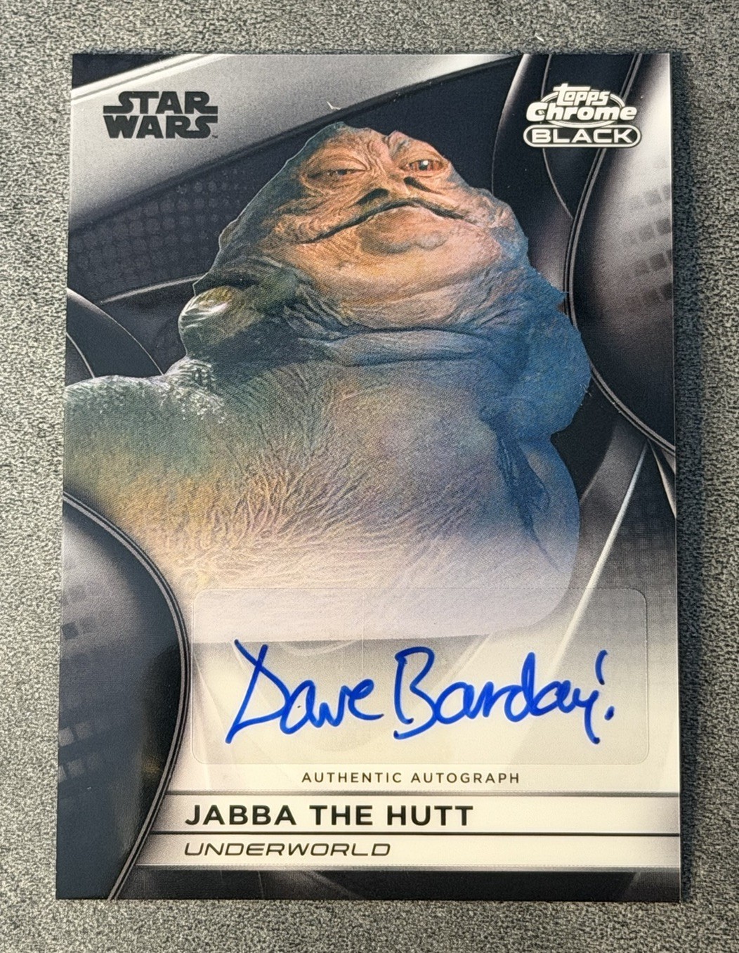 Jabba the Hutt 2021 Topps Star Wars Chrome Black Underworld Auto- Dave Barclay
