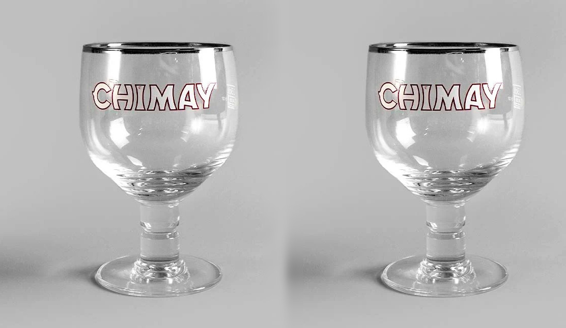 Chimay Silver Tone Rim Trappist Chalice Hainaut Belgium Beer Glass 50cl 2-Pack