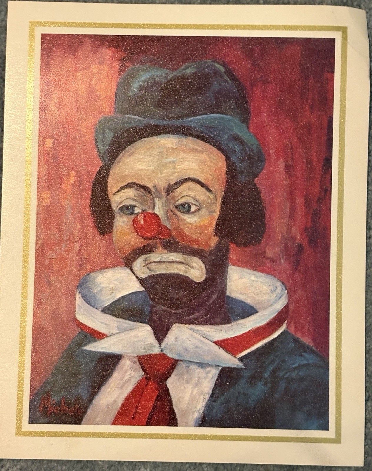 Vtg Set of 12 MCM Clown Art Prints 1960's Mid Century Circus Clowns