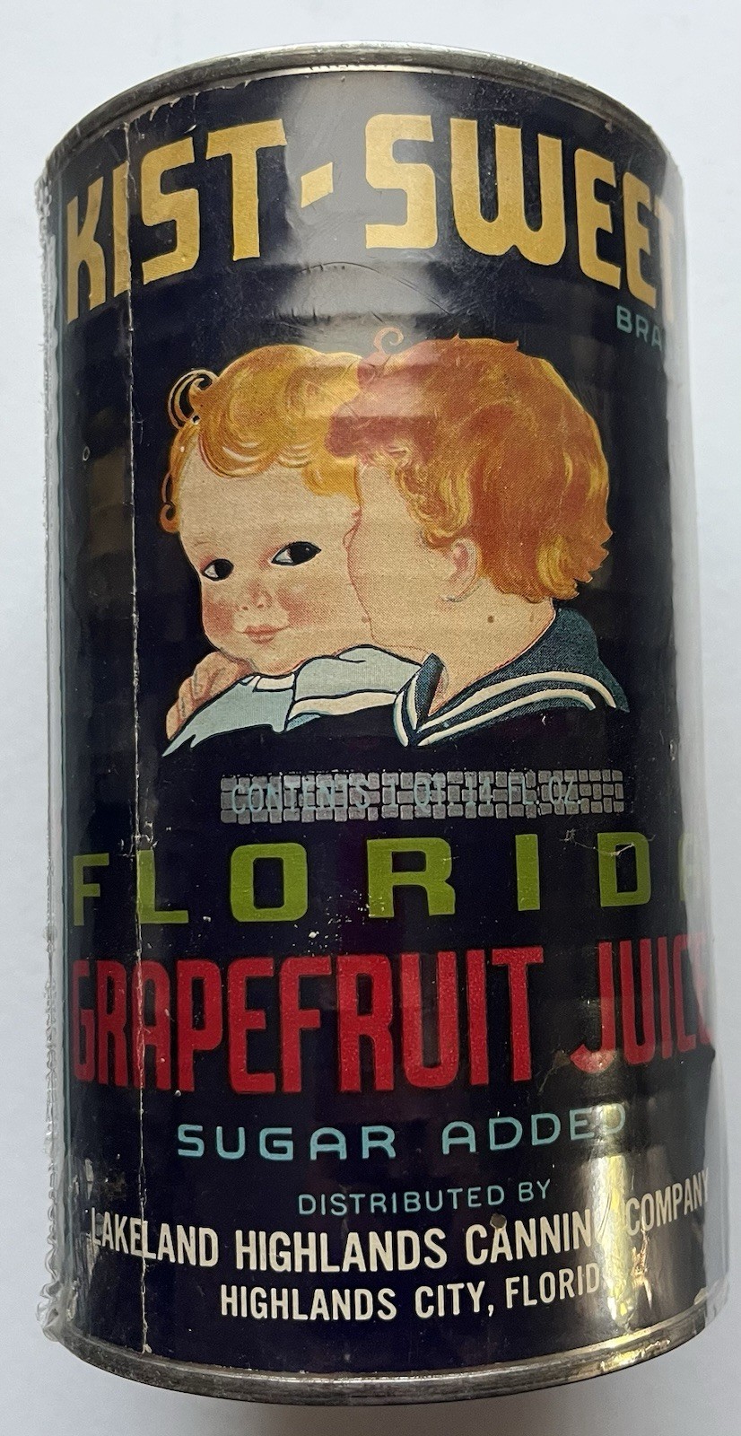 Vintage Kist-Sweet Grapefruit Juice 1Qt 14Oz Advertising Tin Can 1938-1943