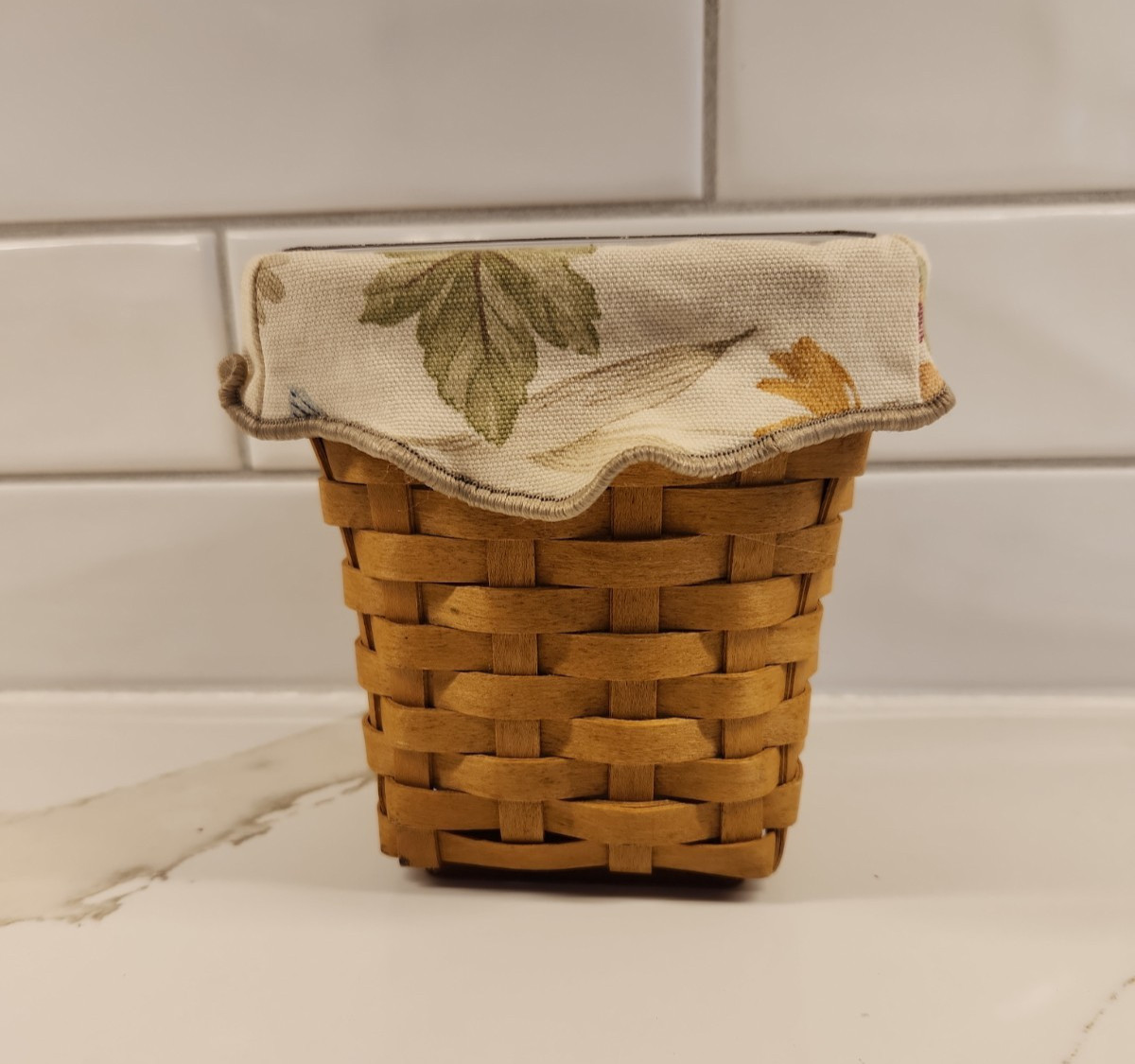 ACS Longaberger Small Rect Basket Floral Fabric Liner & Plastic Protector VGC